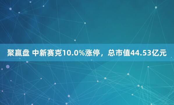 聚赢盘 中新赛克10.0%涨停，总市值44.53亿元